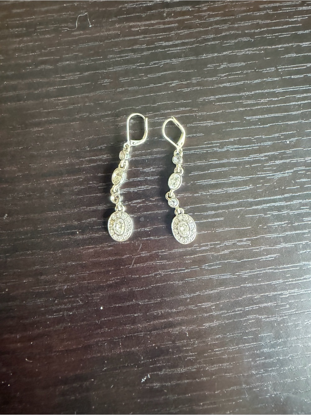 Silver-Tone Drop Earrings with Crystal Accents - Women Jewelry